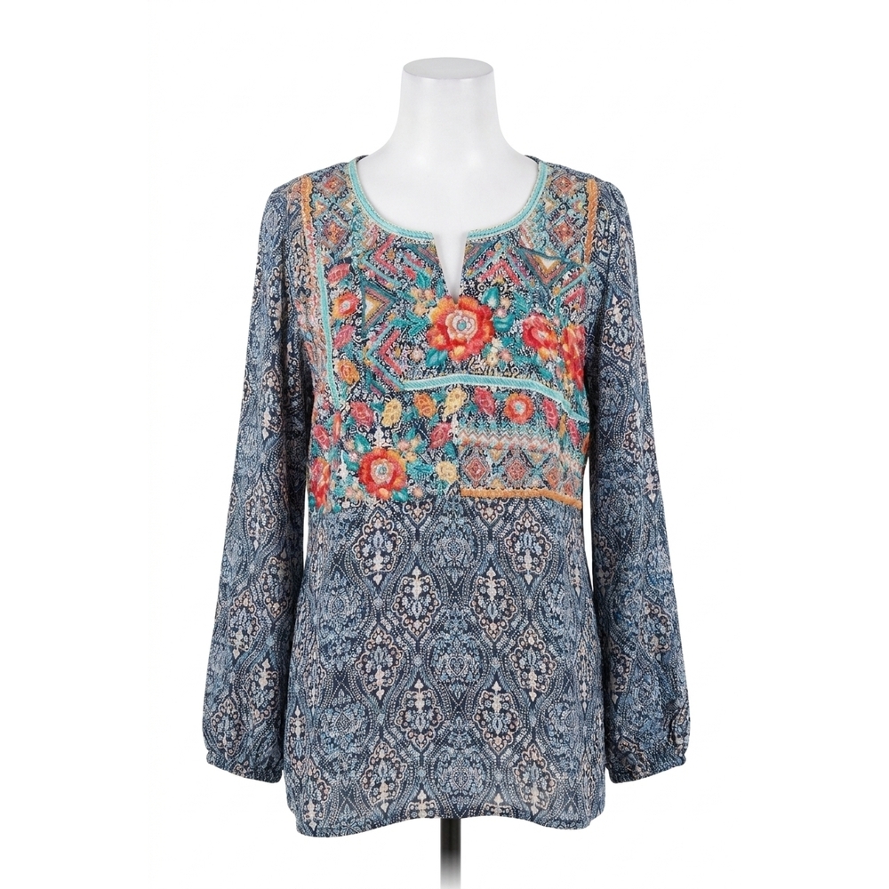 NEW ANDREE BY UNIT floral embroidered blouse in navy